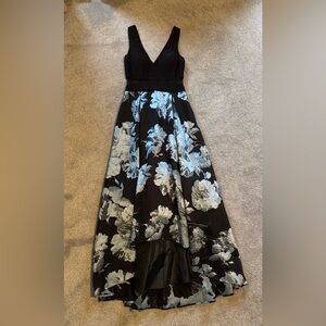 Xscape High - Low black/floral dress - Size 6